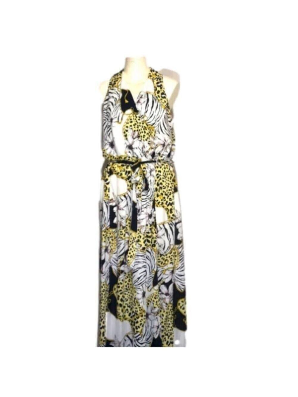 NWT Plus Size Zenobia Printed Chiffon Maxi Dress 2X